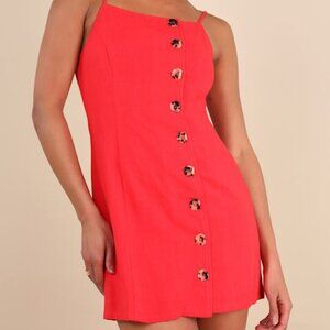 Lulus Chic Objective Red Button-front Mini Dress - Size S